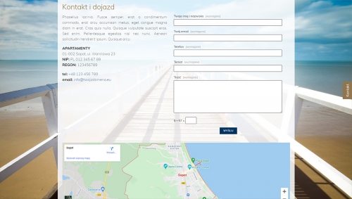 bezpieczny formularz kontaktowy oraz interaktywna mapa dojazdowa
